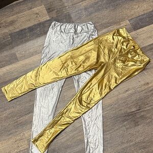 Gold and Silver Metallic Leggings